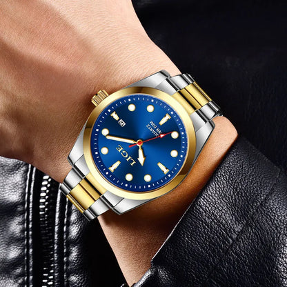 LIGE Men’s Luxury Quartz Watch – Stainless Steel, Calendar, Sport Style